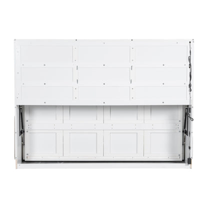 Murphy Cabinet Bed With Folding Sofa, Built In Storage Shelves And LED Light - The Sleep Loft - Online Mattress Showroom NYC