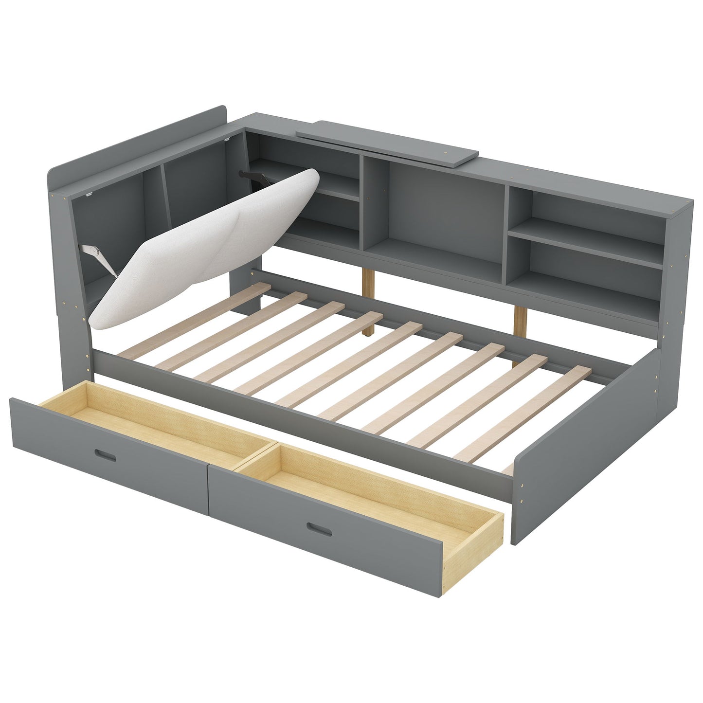 Platform Bed With Storage Headboard, Shelves And 2 Drawers - The Sleep Loft - Online Mattress Showroom NYC