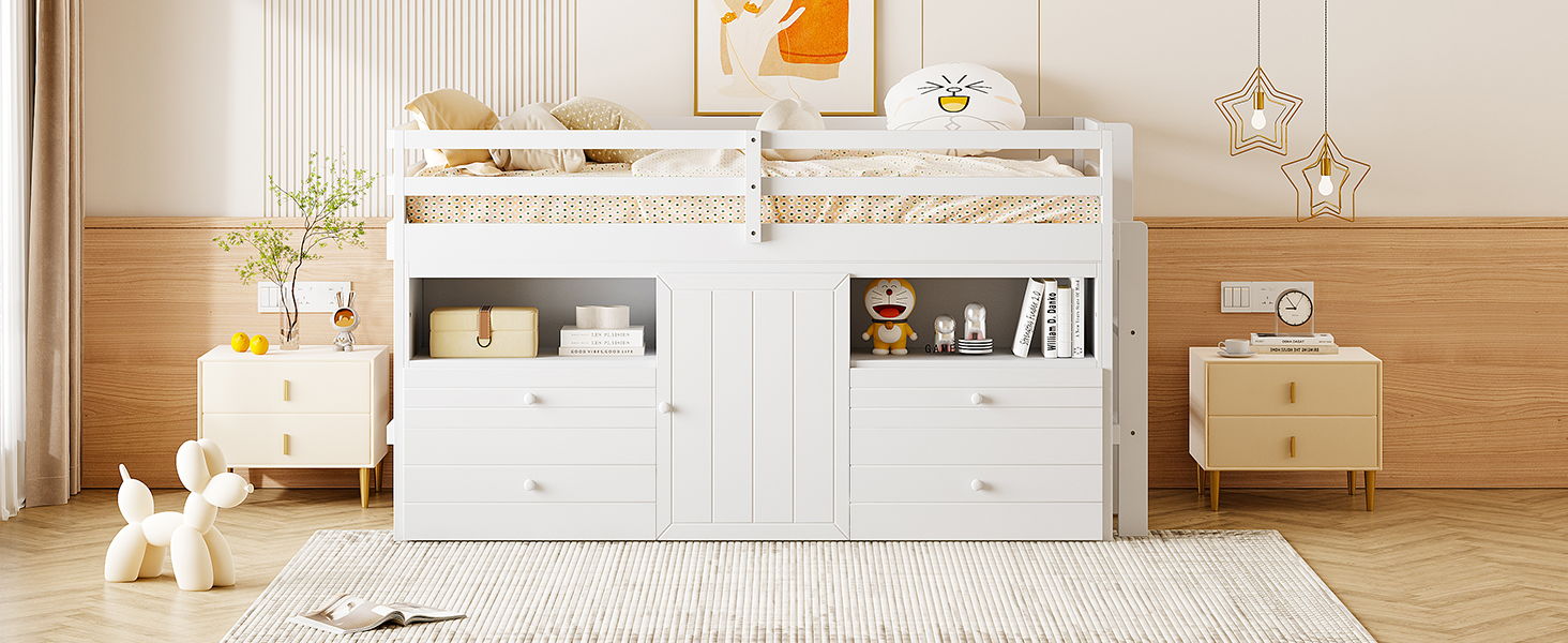 Loft Bed With 4 Drawers, Underneath Cabinet And Shelves - The Sleep Loft - Online Mattress Showroom NYC