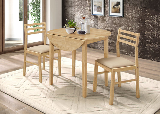 Bucknell 3-piece Round Drop Leaf Dining Table Set Natural - The Sleep Loft - Online Mattress Showroom NYC