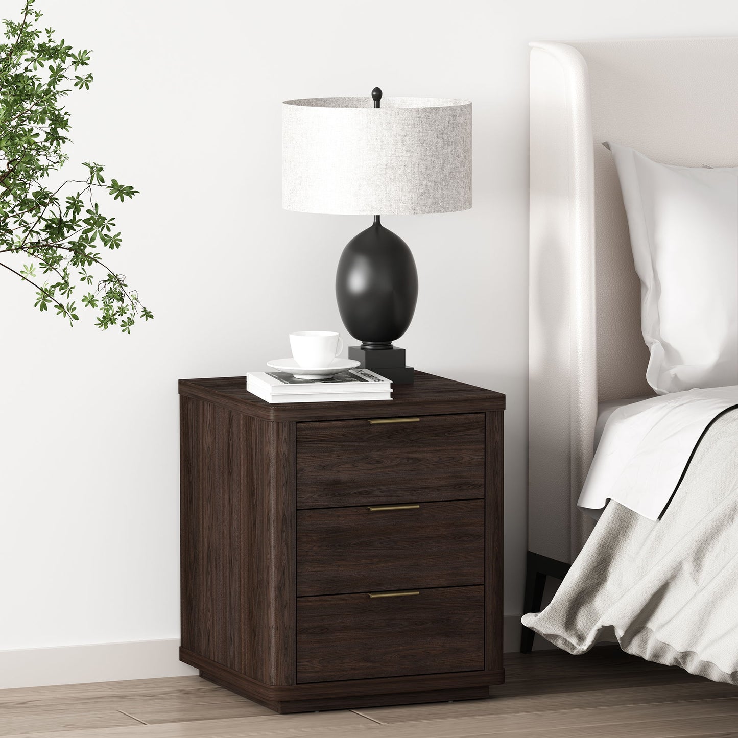 Evelyn - Nightstand With 3 Drawers, Smooth Rounded Edges - The Sleep Loft - Online Mattress Showroom NYC