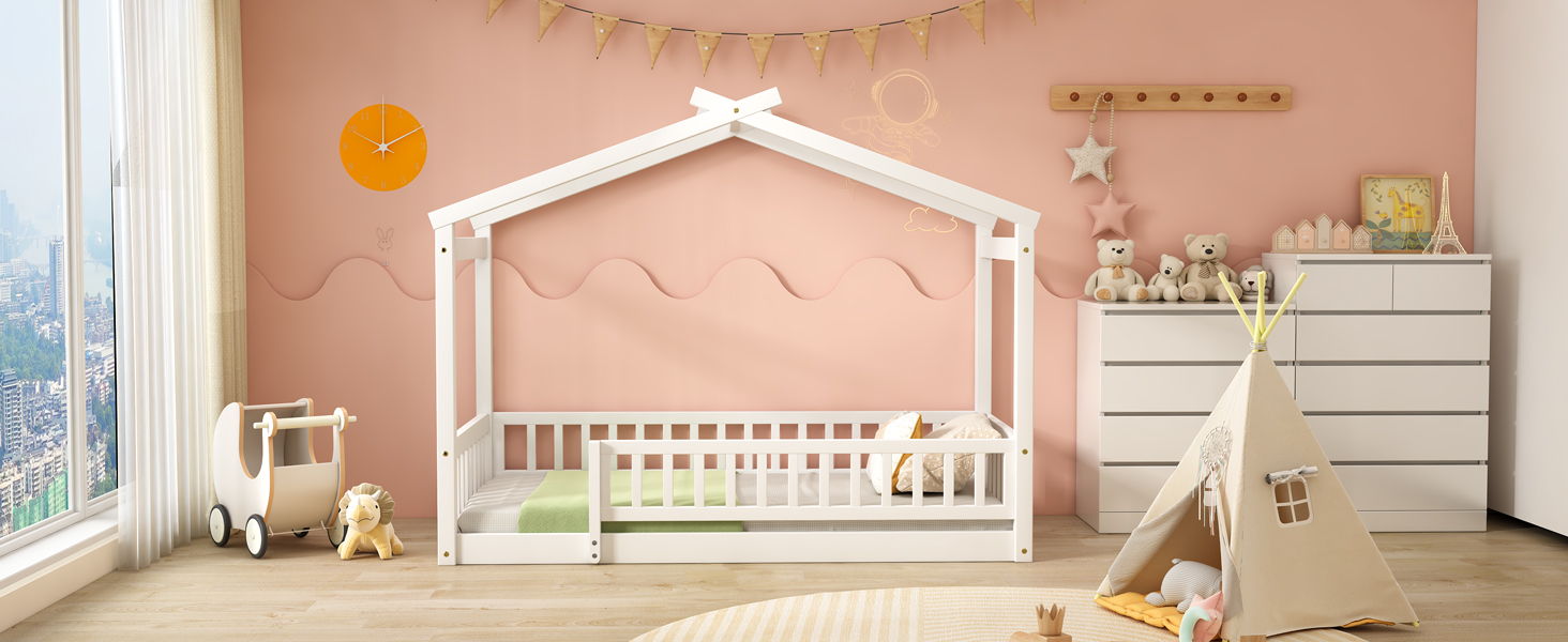 Bed House Bed Frame With Fence - The Sleep Loft - Online Mattress Showroom NYC