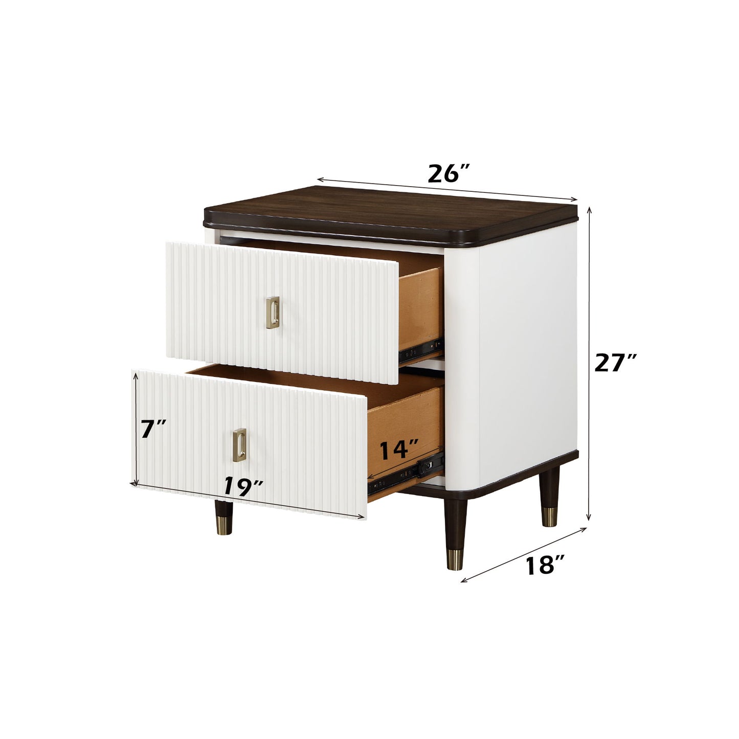 Carena - Night Stand With USB - White / Walnut - The Sleep Loft - Online Mattress Showroom NYC