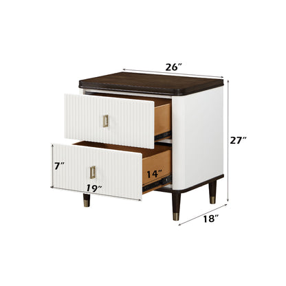 Carena - Night Stand With USB - White / Walnut - The Sleep Loft - Online Mattress Showroom NYC