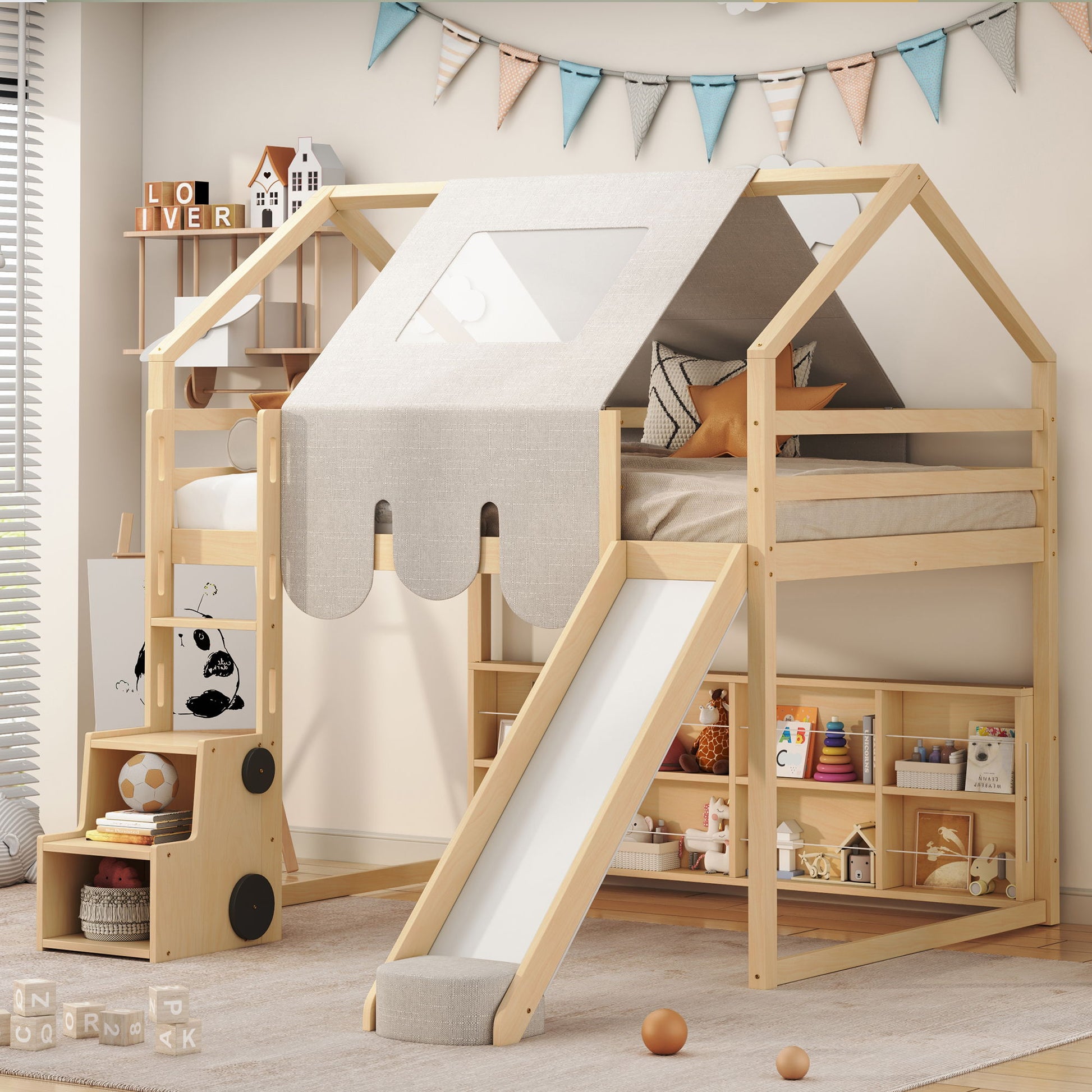 Loft Bed With House Shaped Frame And Tent - The Sleep Loft - Online Mattress Showroom NYC