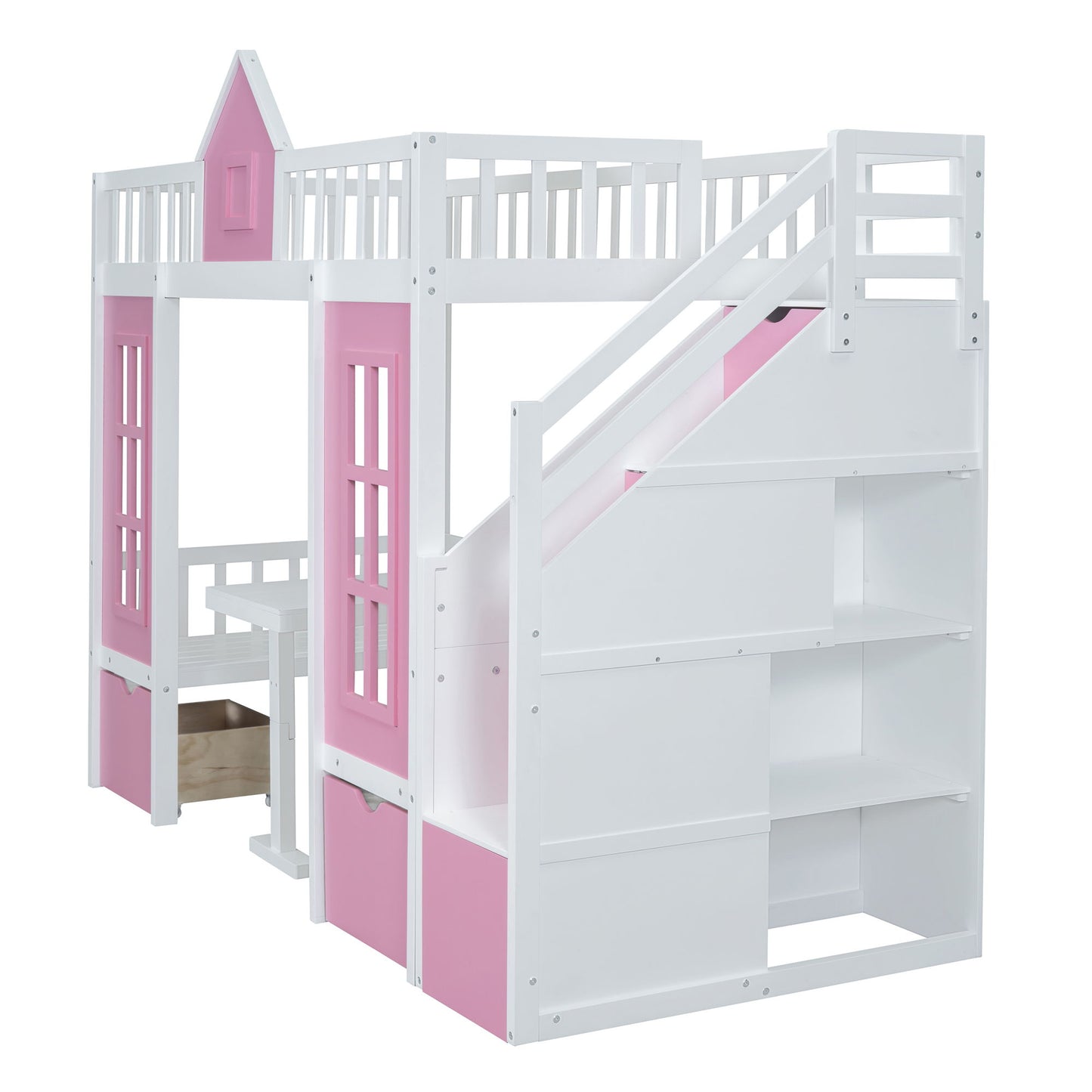 Twin Over Twin Bunk Bed With Changeable Table, Bunk Bed Turn Into Upper Bed And Down Desk - The Sleep Loft - Online Mattress Showroom NYC