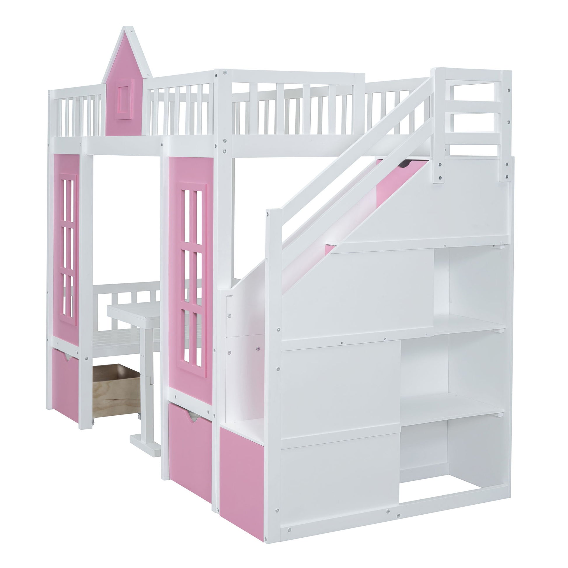 Twin Over Twin Bunk Bed With Changeable Table, Bunk Bed Turn Into Upper Bed And Down Desk - The Sleep Loft - Online Mattress Showroom NYC