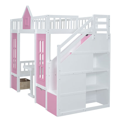 Twin Over Twin Bunk Bed With Changeable Table, Bunk Bed Turn Into Upper Bed And Down Desk - The Sleep Loft - Online Mattress Showroom NYC