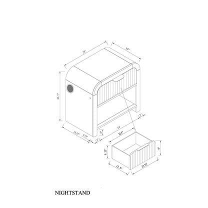 Beverly - Nightstand With Speakers, Rounded Sides - Black White - The Sleep Loft - Online Mattress Showroom NYC
