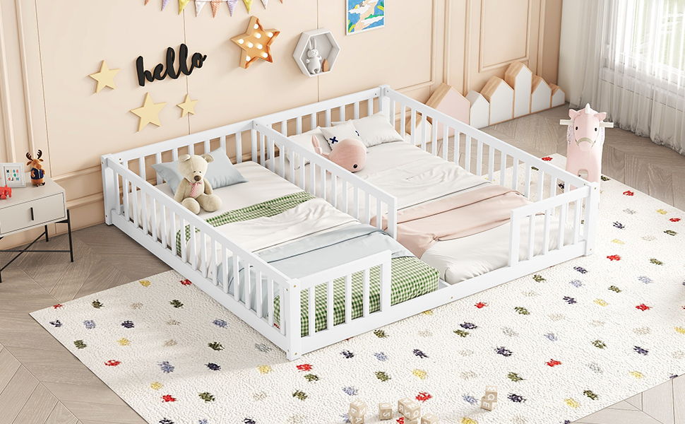 Double Floor Bed With Fence, Guardrails, Without Door - The Sleep Loft - Online Mattress Showroom NYC