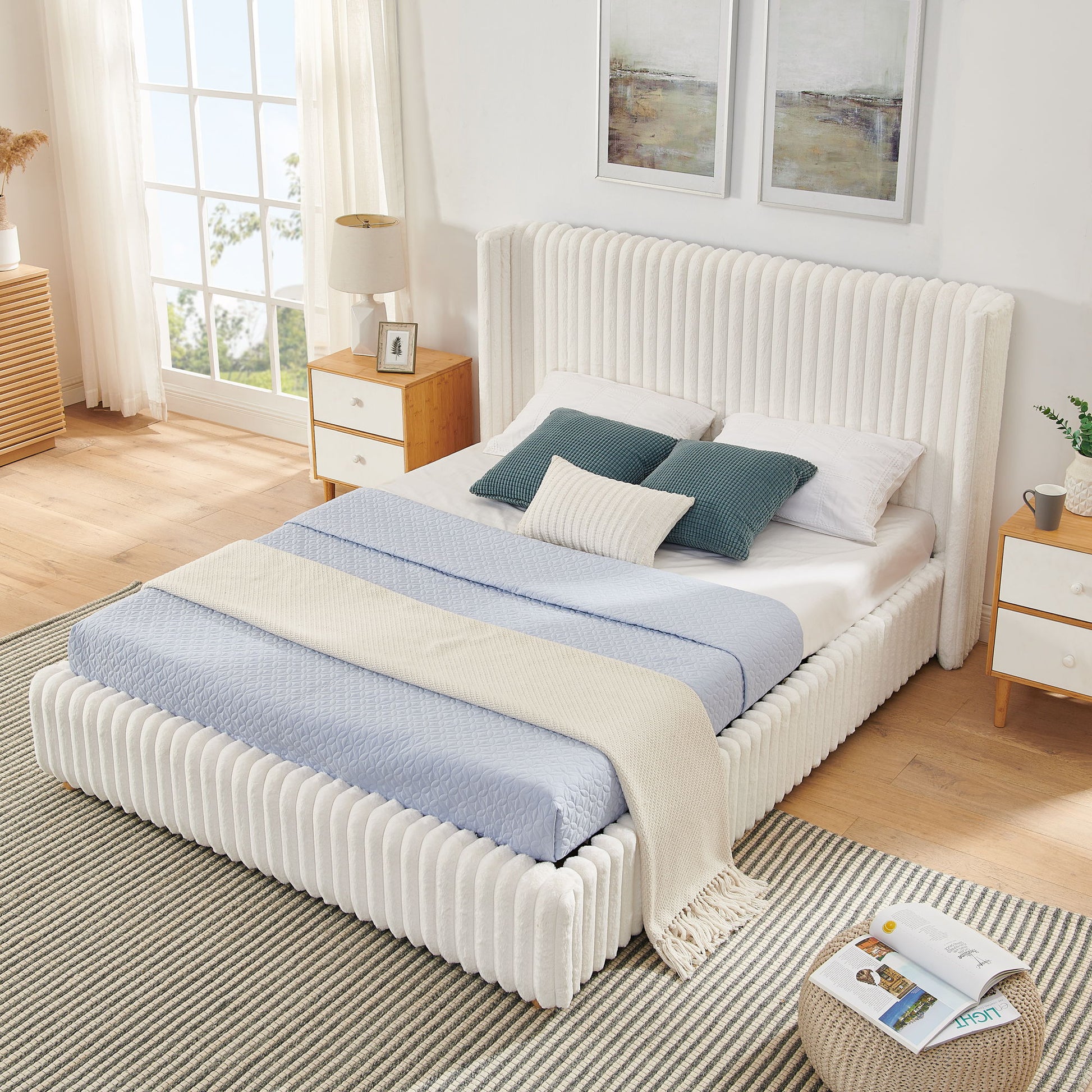 Functional Vertical Striped Bed With Gas Lift Storage - The Sleep Loft - Online Mattress Showroom NYC