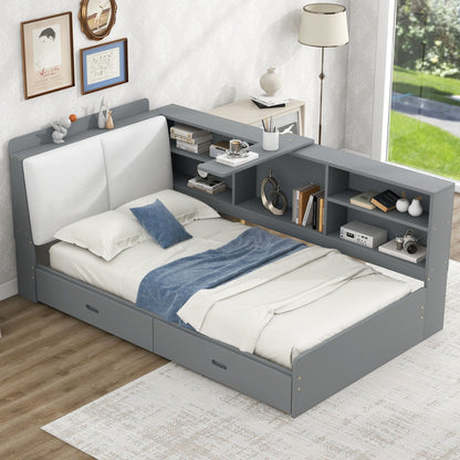 Platform Bed With Storage Headboard, Shelves And 2 Drawers - The Sleep Loft - Online Mattress Showroom NYC