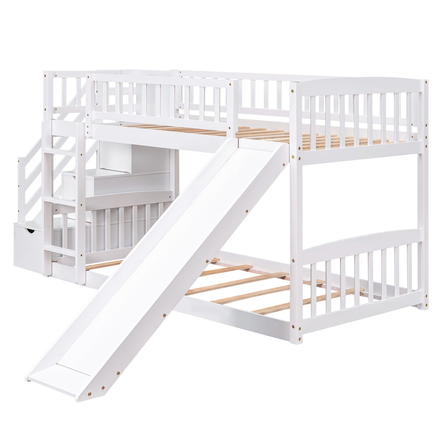 Twin Over Twin Stairway Bunk Bed With Two Drawers And Slide - The Sleep Loft - Online Mattress Showroom NYC