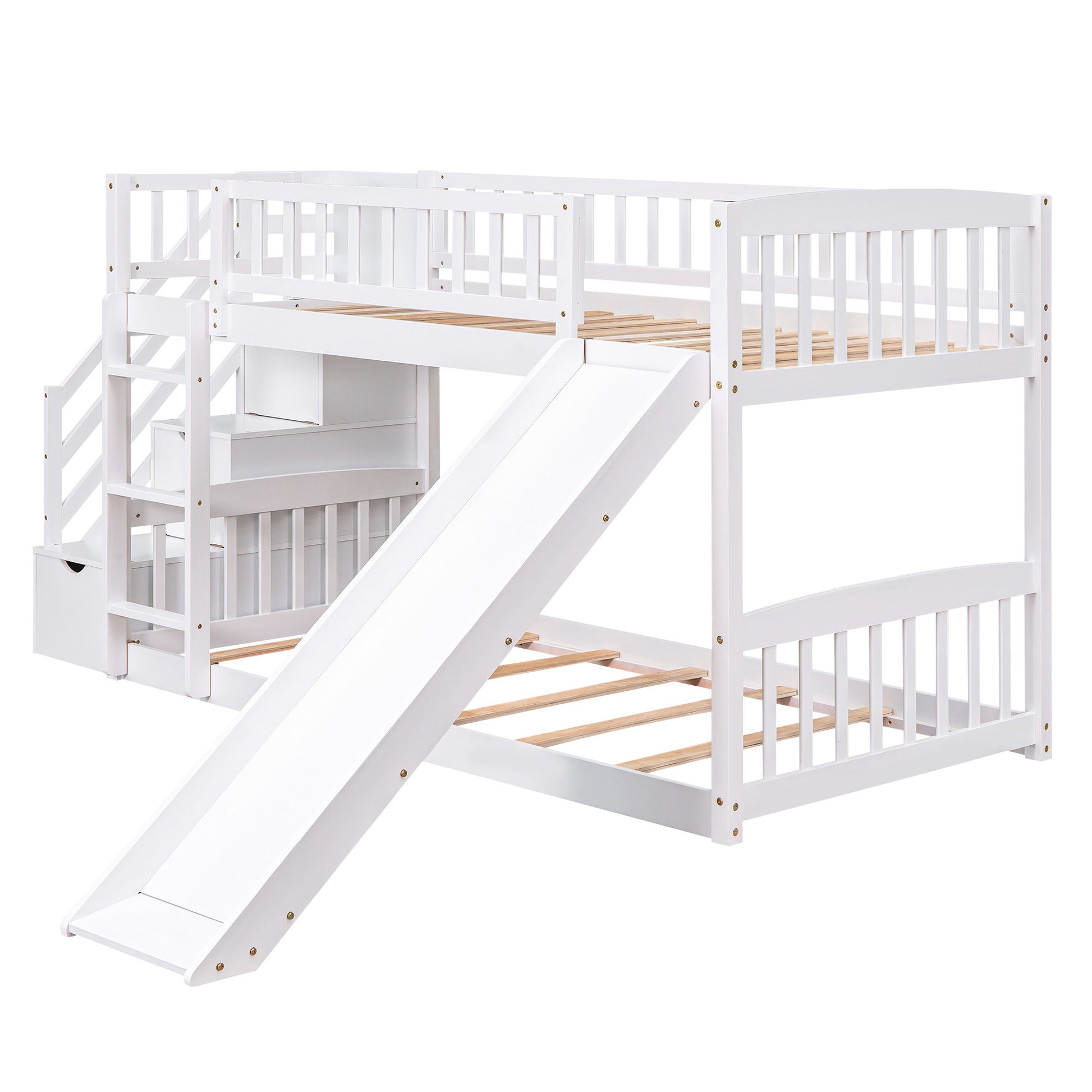 Twin Over Twin Stairway Bunk Bed With Two Drawers And Slide - The Sleep Loft - Online Mattress Showroom NYC