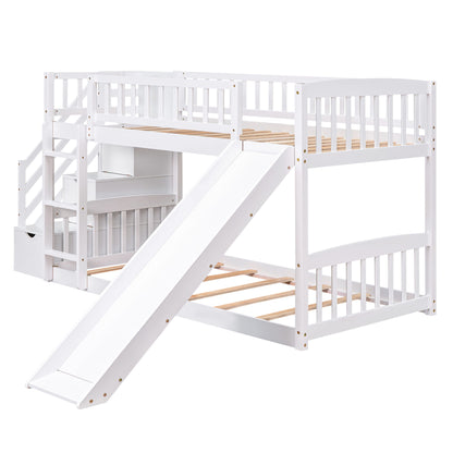 Twin Over Twin Stairway Bunk Bed With Two Drawers And Slide - The Sleep Loft - Online Mattress Showroom NYC