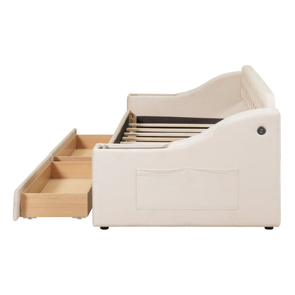 Upholstered Daybed With Storage Armrests And USB Port - The Sleep Loft - Online Mattress Showroom NYC