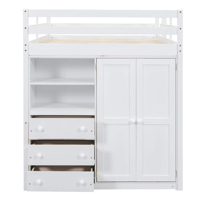 Loft Bed With Built In Wardrobe, Shelves And Drawers - The Sleep Loft - Online Mattress Showroom NYC