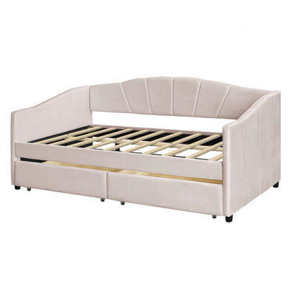 Upholstered Daybed With Two Drawers And Wood Slat - The Sleep Loft - Online Mattress Showroom NYC