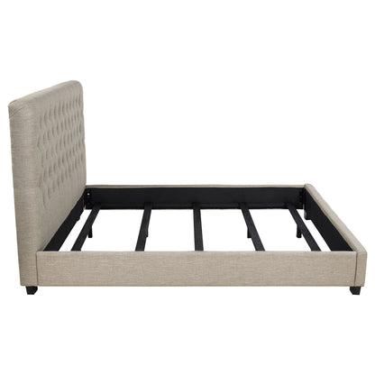 Upholstered California King Bed With Tufted Headboard And Birch Legs - Oatmeal - The Sleep Loft - Online Mattress Showroom NYC
