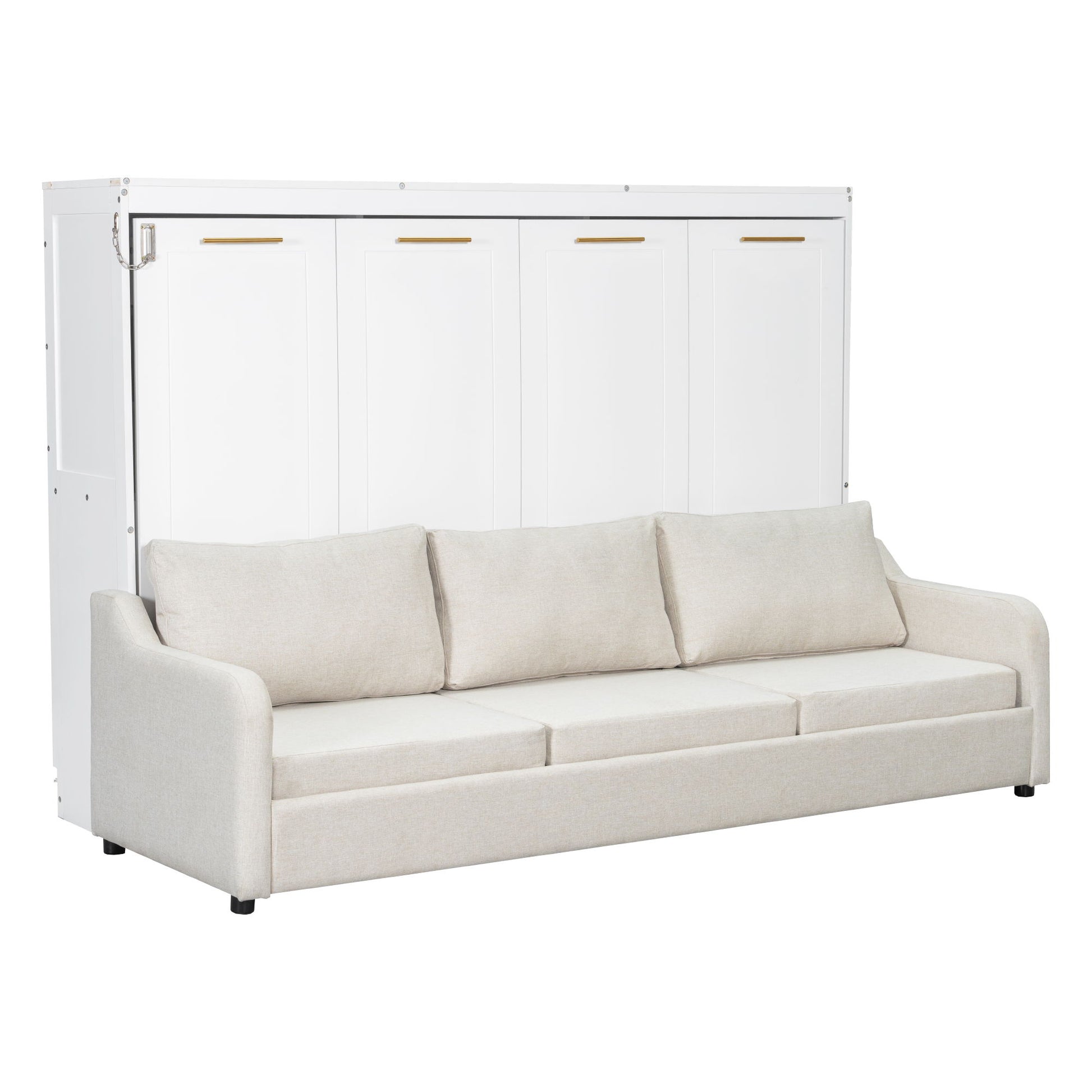 Murphy Cabinet Bed With Folding Sofa, Built In Storage Shelves And LED Light - The Sleep Loft - Online Mattress Showroom NYC
