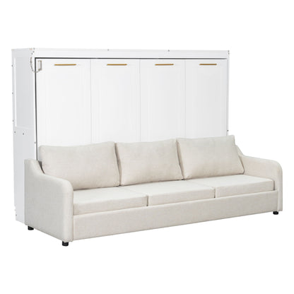 Murphy Cabinet Bed With Folding Sofa, Built In Storage Shelves And LED Light - The Sleep Loft - Online Mattress Showroom NYC