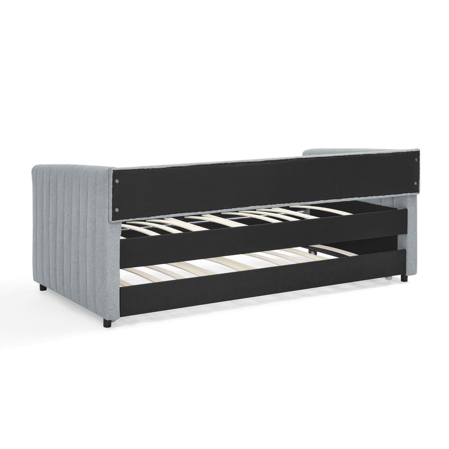 Upholstered Daybed With Trundle With Vertical Stripes - The Sleep Loft - Online Mattress Showroom NYC