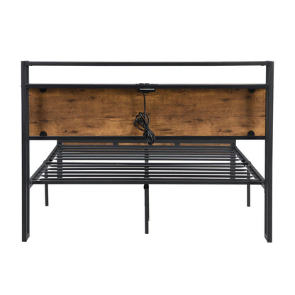 Platform Bed Frame With Wooden Headboard And Footboard, USB Liner - The Sleep Loft - Online Mattress Showroom NYC