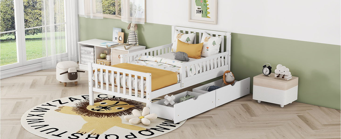 Platform Bed With Guardrails On Both Sides And 2 Storage Drawers - The Sleep Loft - Online Mattress Showroom NYC