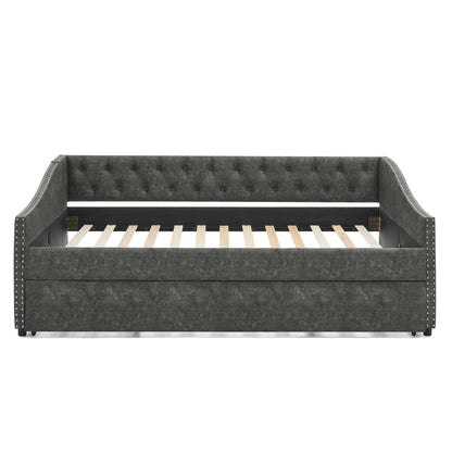 Upholstered Daybed With USB Charging & Pull Out Bed - The Sleep Loft - Online Mattress Showroom NYC