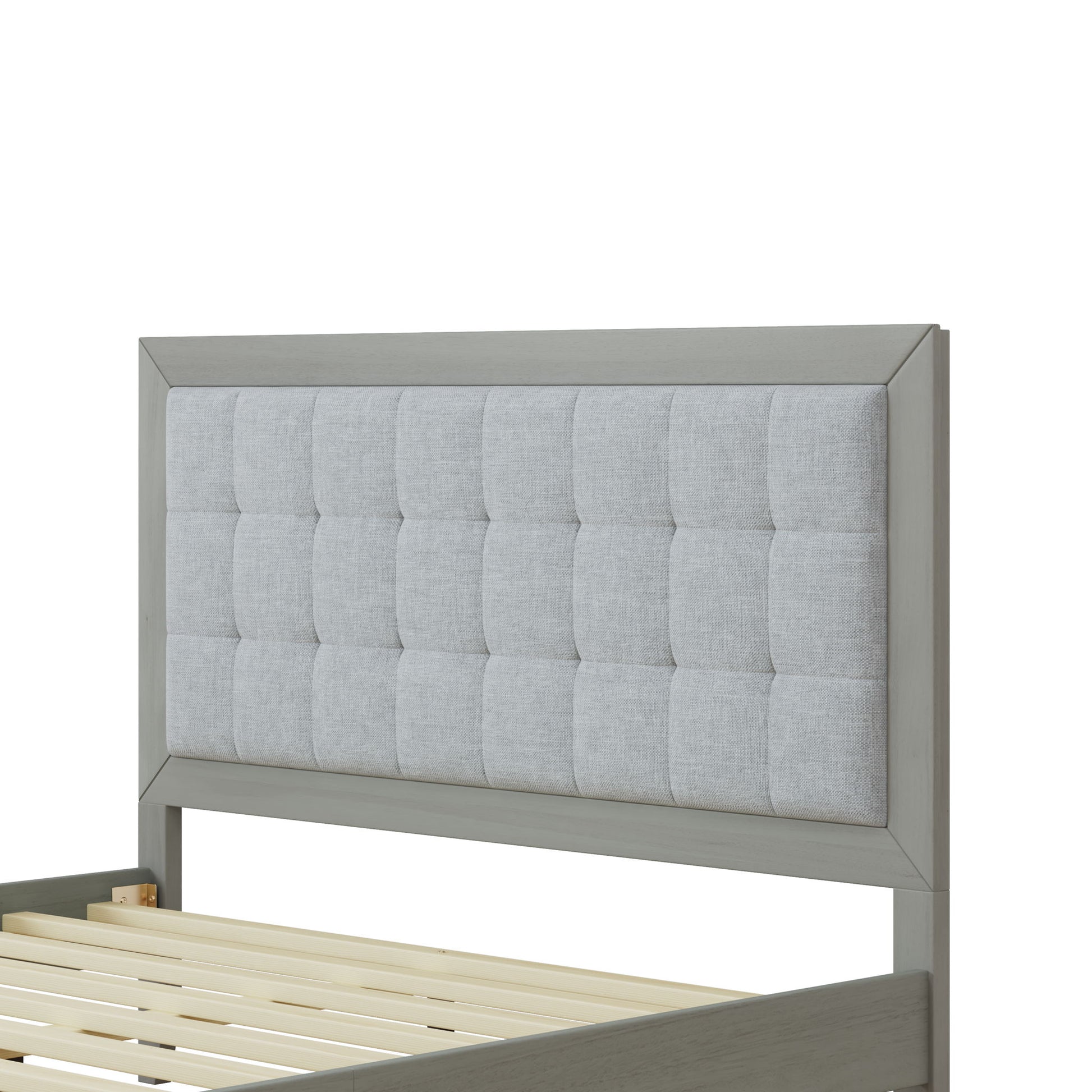 Mid Century Modern Platform Bed With Upholstered Headboard - The Sleep Loft - Online Mattress Showroom NYC