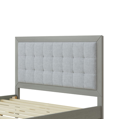 Mid Century Modern Platform Bed With Upholstered Headboard - The Sleep Loft - Online Mattress Showroom NYC