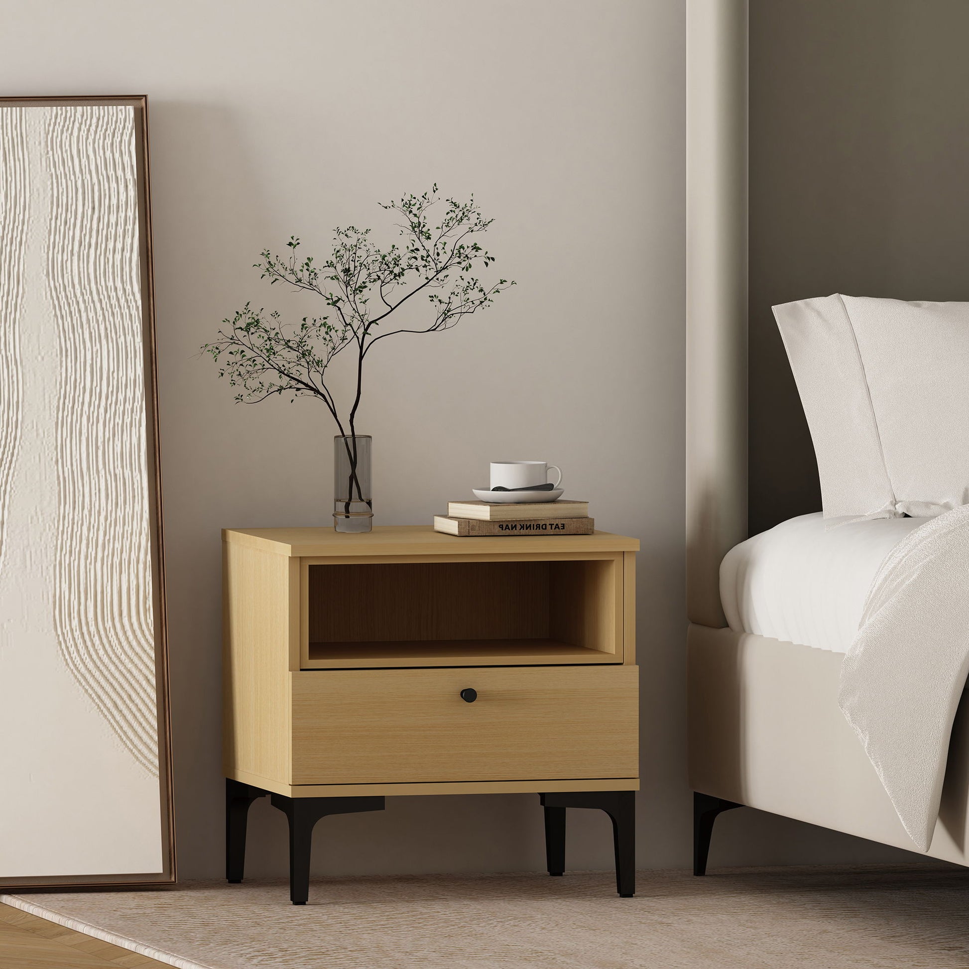 Amara - Nightstand With 1 Drawer - The Sleep Loft - Online Mattress Showroom NYC