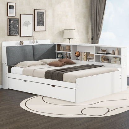 Platform Bed With Trundle, Shelves, And Storage Headboard - The Sleep Loft - Online Mattress Showroom NYC