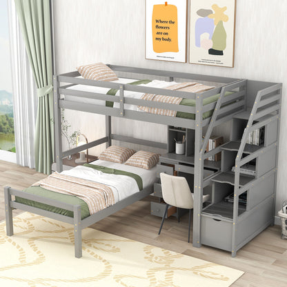 Loft Bed With Stand Alone Bed, Storage Staircase, Desk, Shelves, And Drawers - The Sleep Loft - Online Mattress Showroom NYC