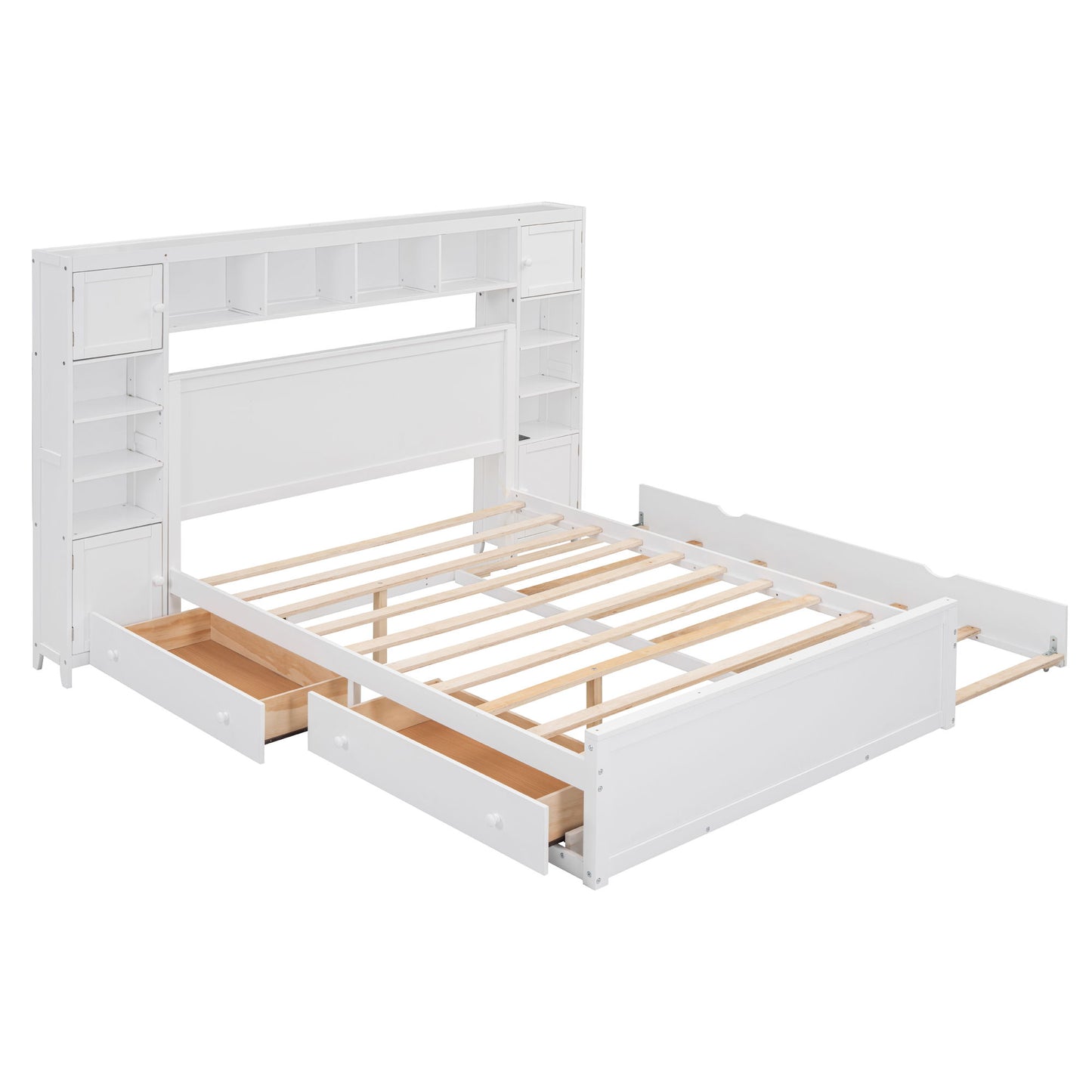 Bed With All In One Cabinet, Shelf And Sockets, Twin Long Trundle - The Sleep Loft - Online Mattress Showroom NYC