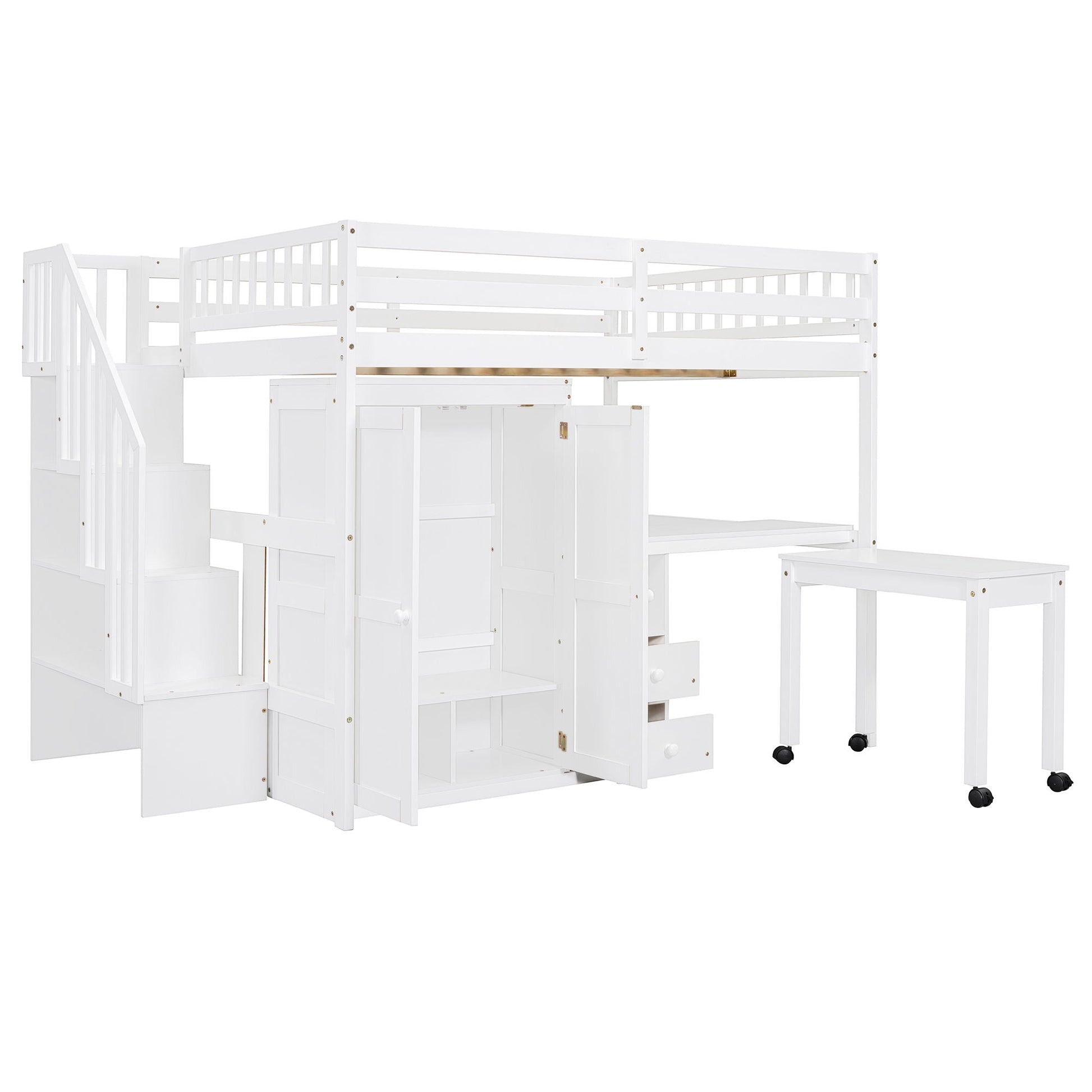 Loft Bed With Stairs, Bookshelf, Drawers, Desk & Wardrobe, Space Saving Multifunctional Furniture - The Sleep Loft - Online Mattress Showroom NYC