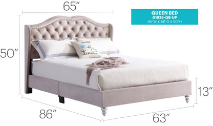 Upholstered Velvet Bed Transitional - The Sleep Loft - Online Mattress Showroom NYC