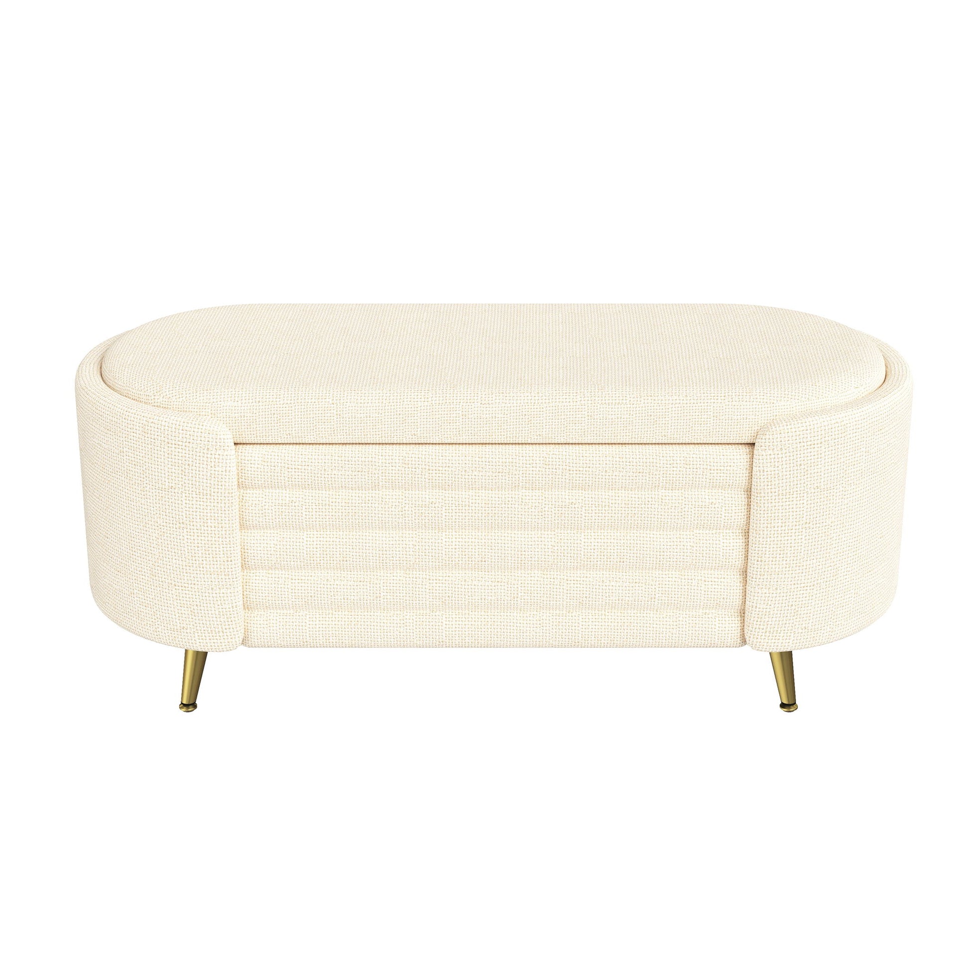 Modern Oval Storage Ottoman With Upholstery - The Sleep Loft - Online Mattress Showroom NYC