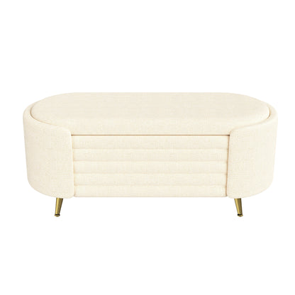 Modern Oval Storage Ottoman With Upholstery - The Sleep Loft - Online Mattress Showroom NYC