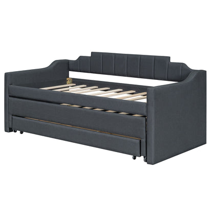 Upholstered Simple Design Daybed With Trundle And 3 Drawers - The Sleep Loft - Online Mattress Showroom NYC