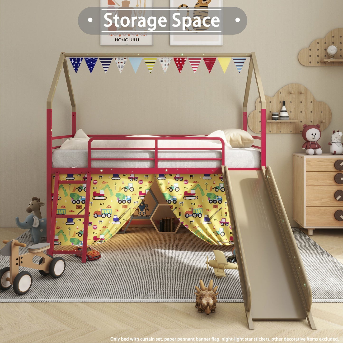 Jack - House Loft Bed With Slide And Curtain Set - The Sleep Loft - Online Mattress Showroom NYC