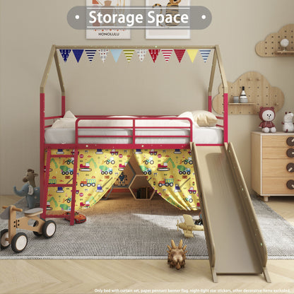 Jack - House Loft Bed With Slide And Curtain Set - The Sleep Loft - Online Mattress Showroom NYC