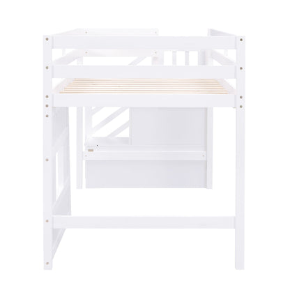 Loft Bed With Storage Staircase, Window & LED Light - The Sleep Loft - Online Mattress Showroom NYC