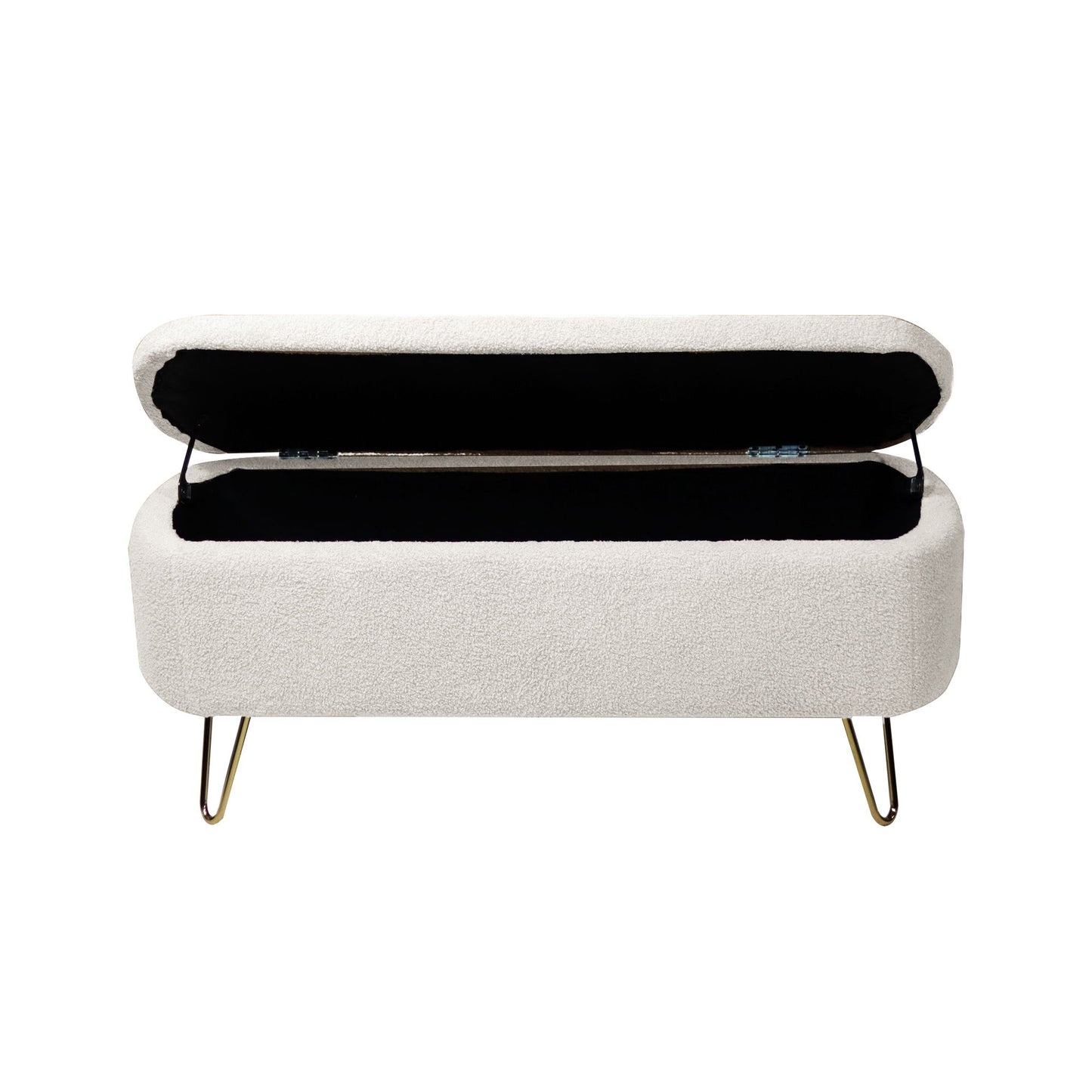 Storage Ottoman Bench For End Of Bed Legs, Modern Camel Faux Fur Entryway Bench Upholstered Padded With Storage For Living Room Bedroom - The Sleep Loft - Online Mattress Showroom NYC