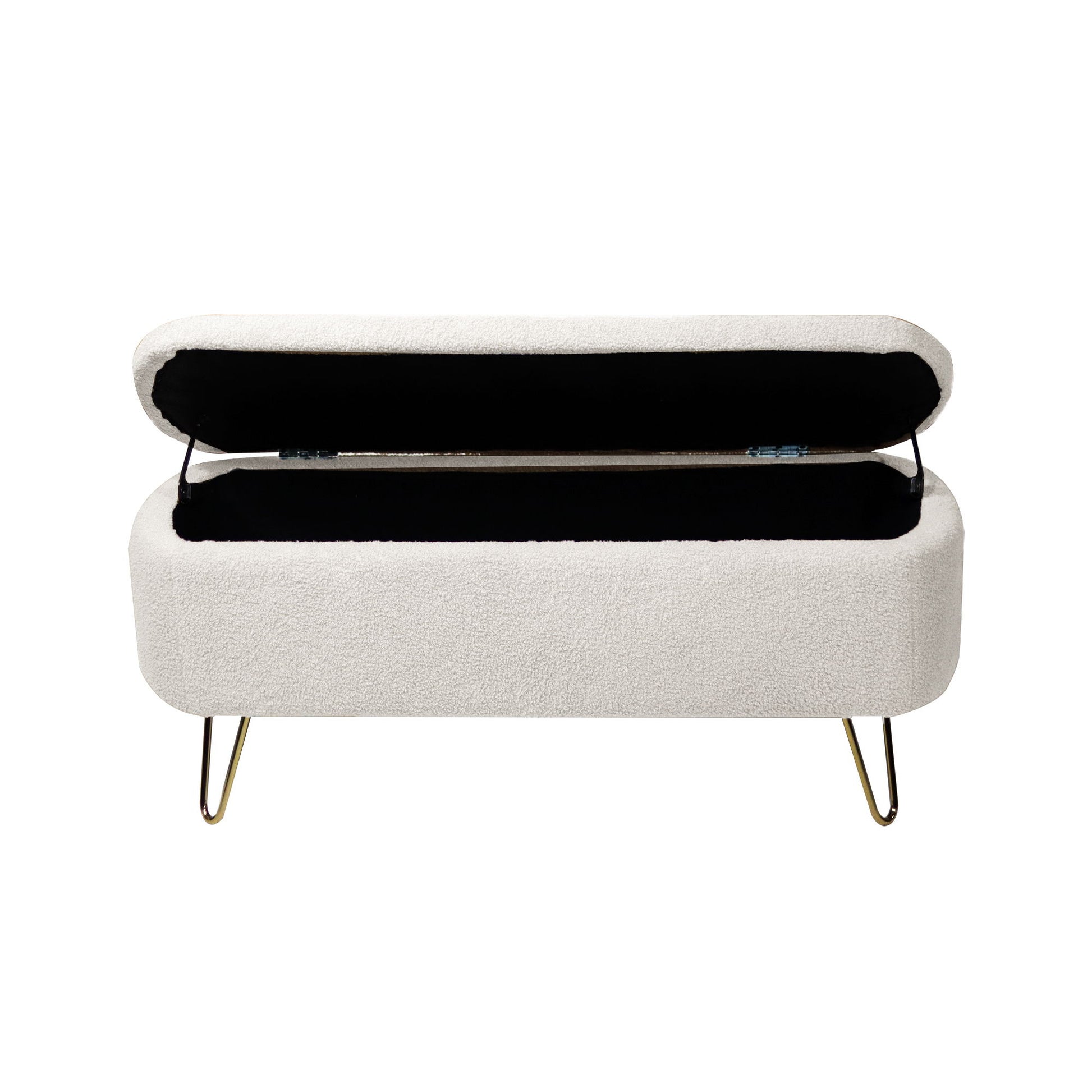 Storage Ottoman Bench For End Of Bed Legs, Modern Camel Faux Fur Entryway Bench Upholstered Padded With Storage For Living Room Bedroom - The Sleep Loft - Online Mattress Showroom NYC