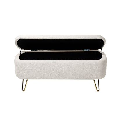 Storage Ottoman Bench For End Of Bed Legs, Modern Camel Faux Fur Entryway Bench Upholstered Padded With Storage For Living Room Bedroom - The Sleep Loft - Online Mattress Showroom NYC