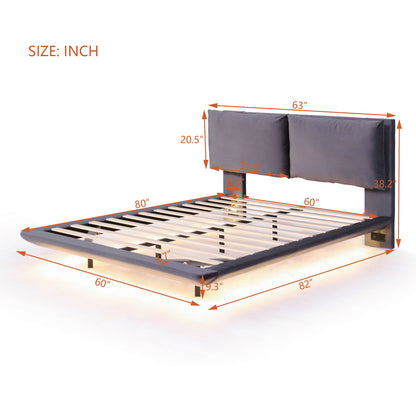Upholstered Platform Bed With Sensor Light And 2 Large Backrests, With 2 Sets Of USB Port And Socket On Each Rear Bed Leg - The Sleep Loft - Online Mattress Showroom NYC