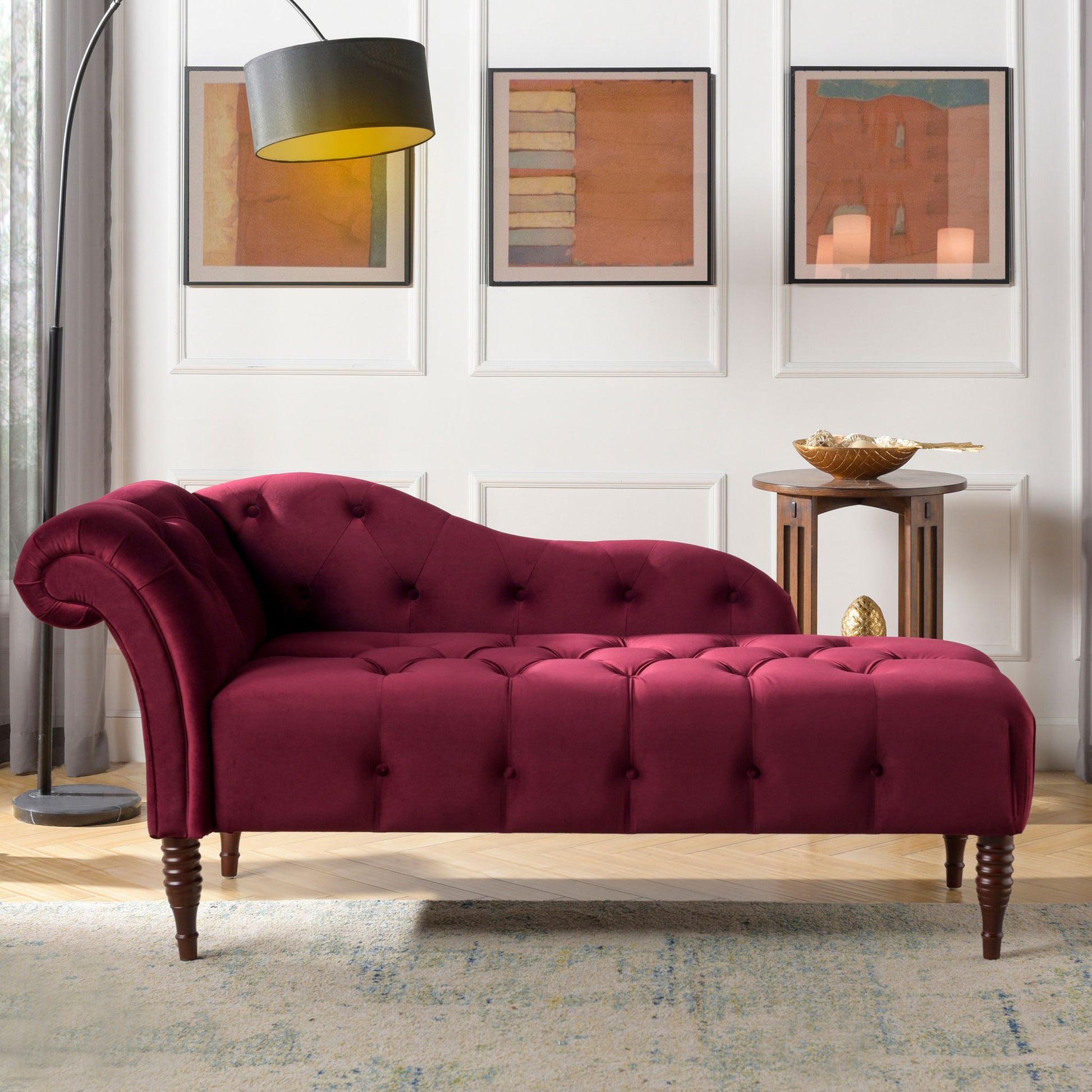 Samuel - Tufted Roll Arm Chaise Lounge - The Sleep Loft - Online Mattress Showroom NYC