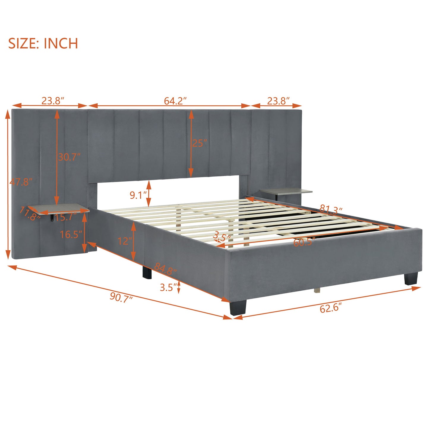 Upholstered Platform Bed With Big Headboard - The Sleep Loft - Online Mattress Showroom NYC