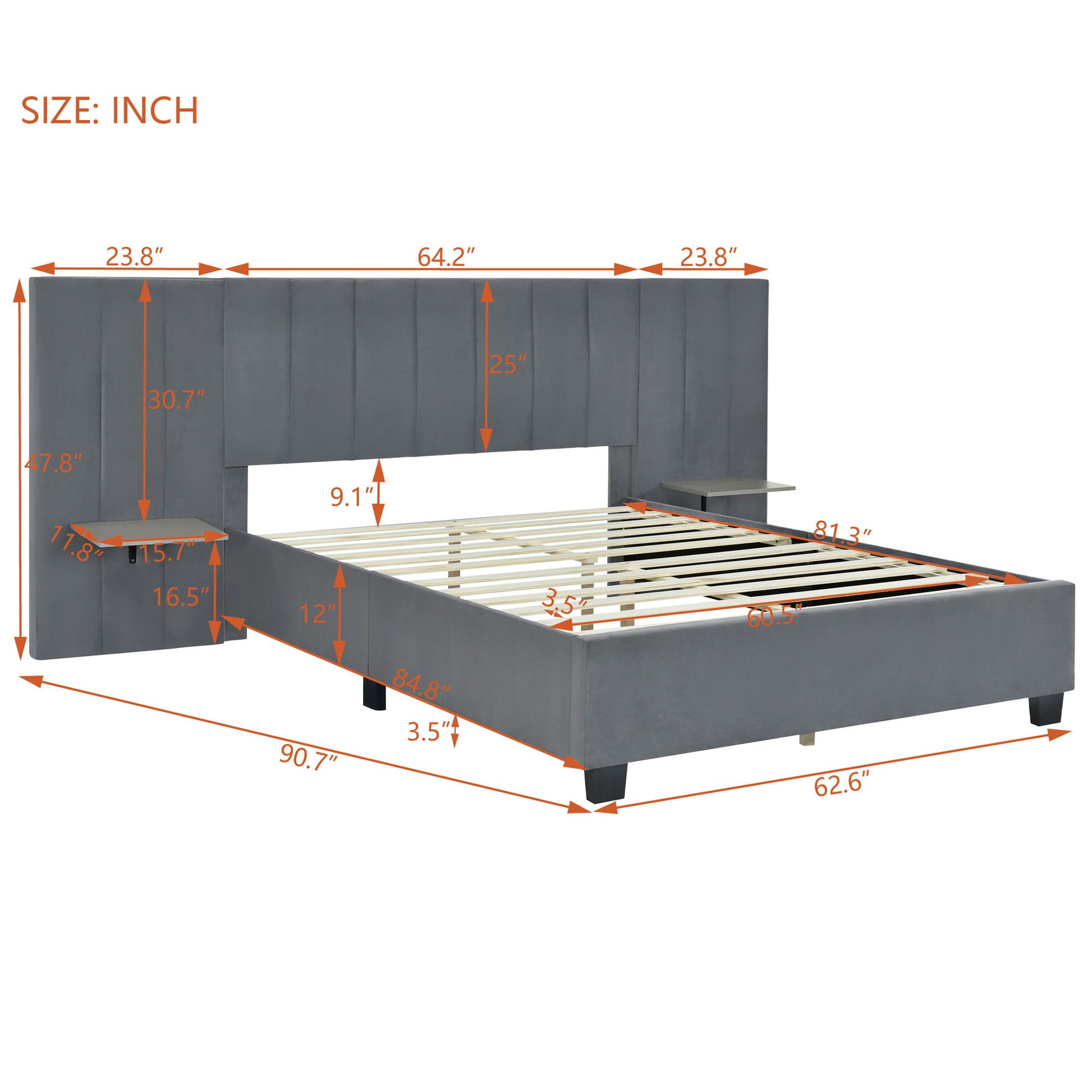 Upholstered Platform Bed With Big Headboard - The Sleep Loft - Online Mattress Showroom NYC